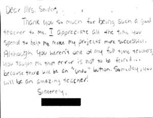 Thank you from student